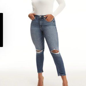 GOOD AMERICAN GOOD LEGS JEANS, WOMEN'S 15, BLUE, DISTRESSED, NEVER BEEN WORN